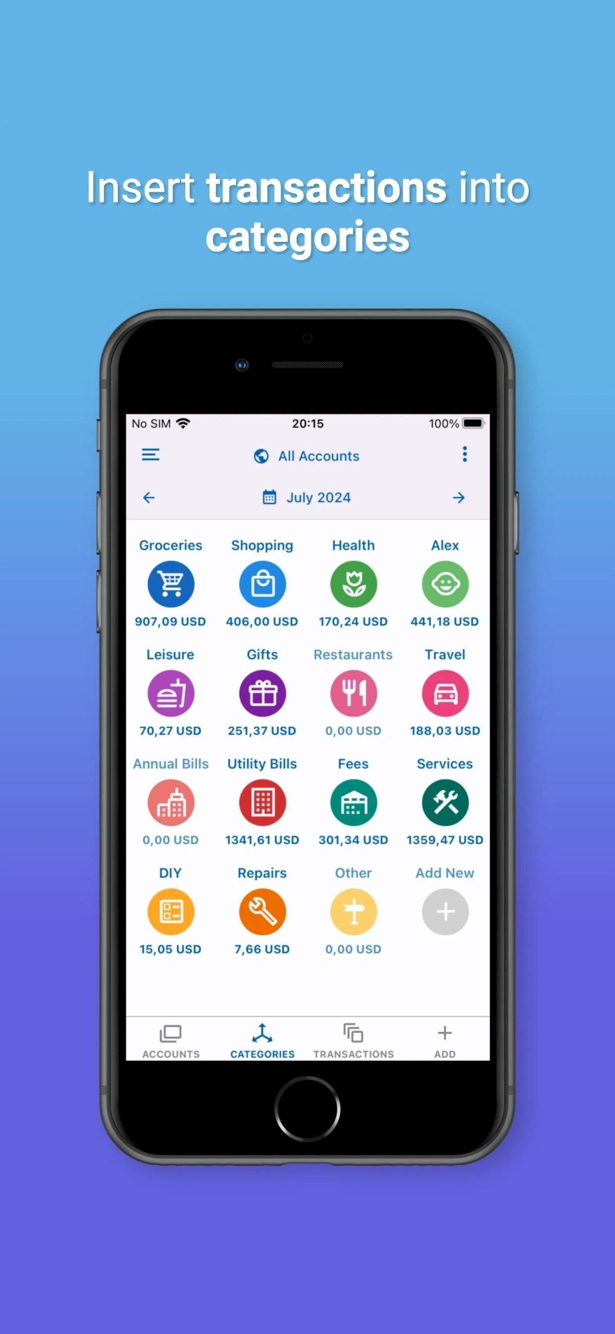 Insert transactions into categories